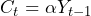 \begin{equation*} C_t = \alpha Y_{t-1} \end{equation*}